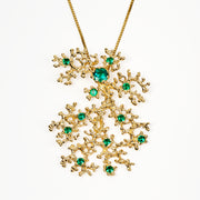 Coral Glam Gold Emerald Pendant Necklace