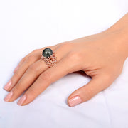 Coral Tahitian Pearl Wide Gold Ring
