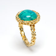 Coral Gold Turquoise Ring