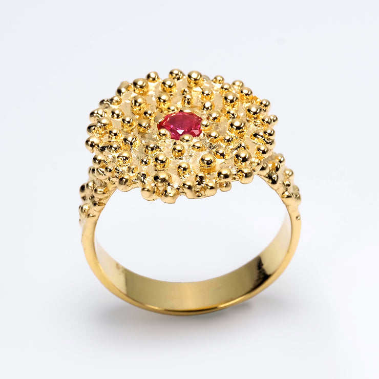 Raindrops Ruby Gold Ring