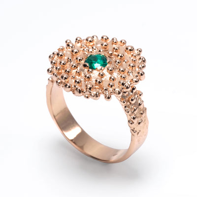 Raindrops Emerald Rose Gold Ring