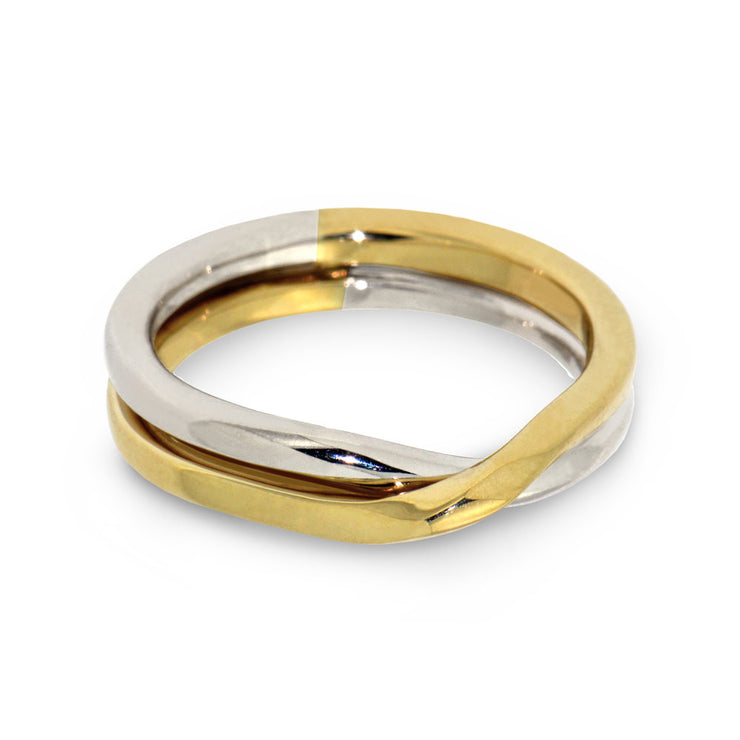 Love Knot Yellow and White Gold Wedding Band Ring