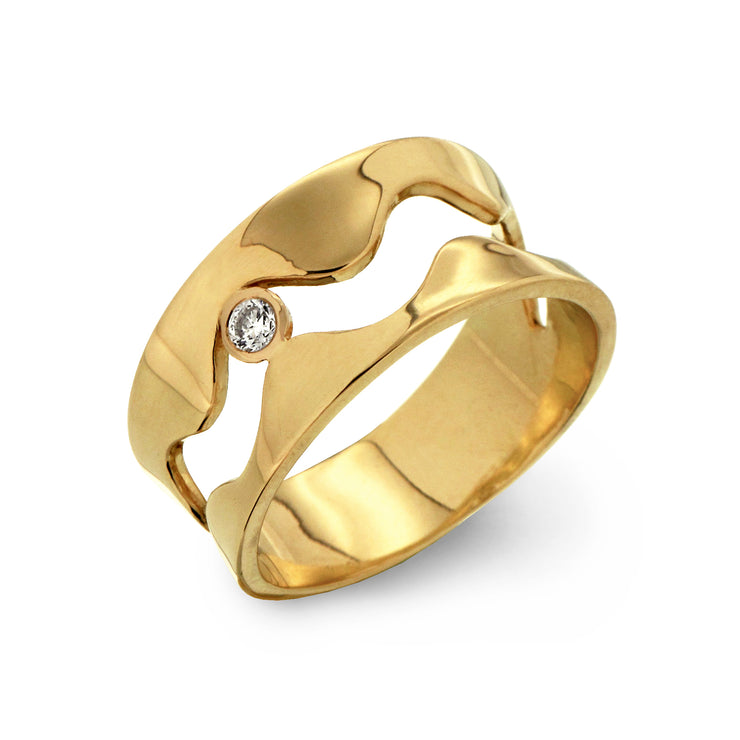 Wave Gold Wedding Band Ring