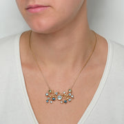 Coral Glam Gold Blue Topaz Necklace