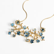 Coral Glam Gold Blue Topaz Necklace