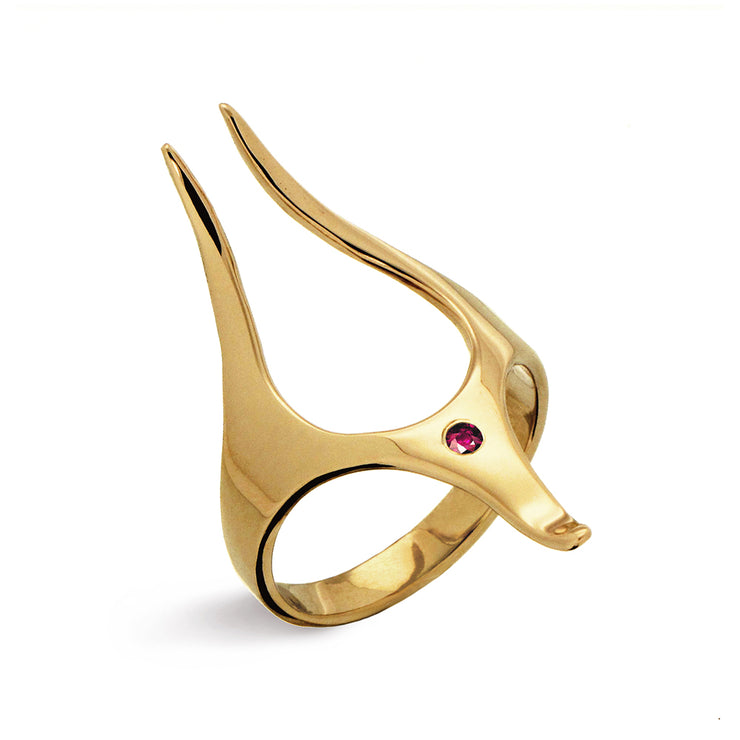 Anubis Gold Ruby Ring