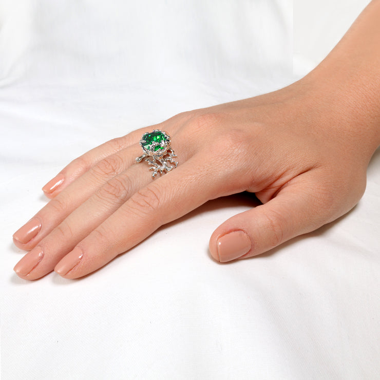 Coral Emerald Ring