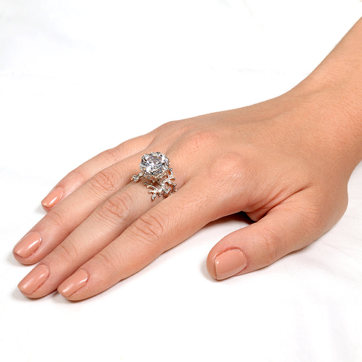 Coral Cubic Zirconia CZ Ring