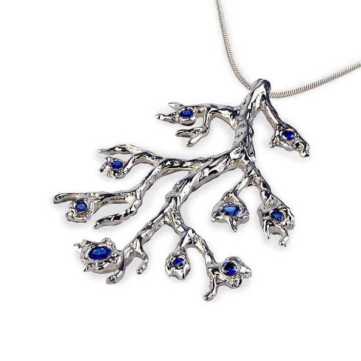 Branch Blue Sapphire Pendant Necklace