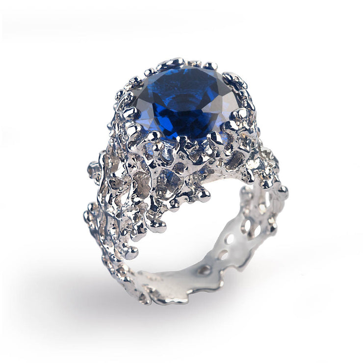 Coral Blue Sapphire Ring
