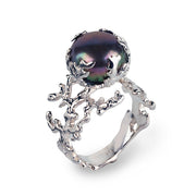 Coral Black Pearl Ring