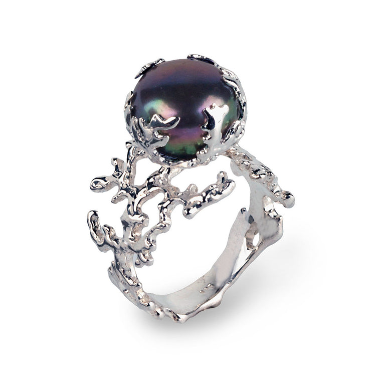 Pearl black diamond engagement rings for women | Calhounjewelers