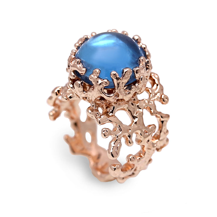 Coral London Blue Topaz Rose Gold Ring