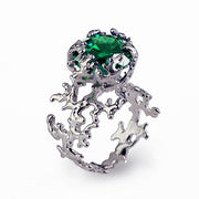 Coral Emerald Ring