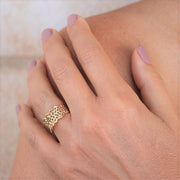 Filigree Lace Gold Wedding Band Ring