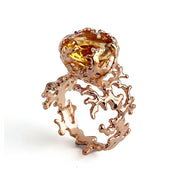 Coral Citrine Rose Gold Ring
