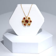 Mandala Amber Citrine Gold Pendant Necklace
