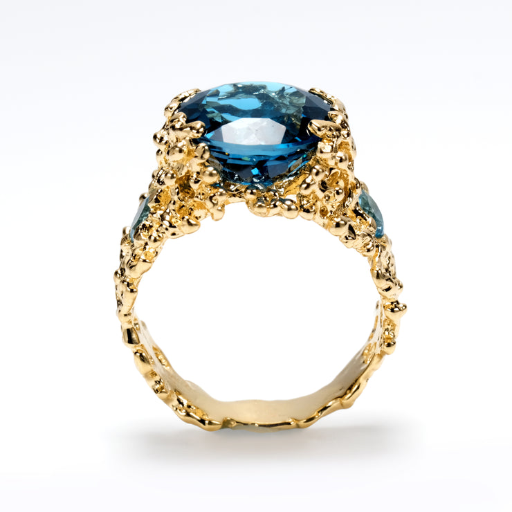 Coral Trio Gold London Blue Topaz Ring