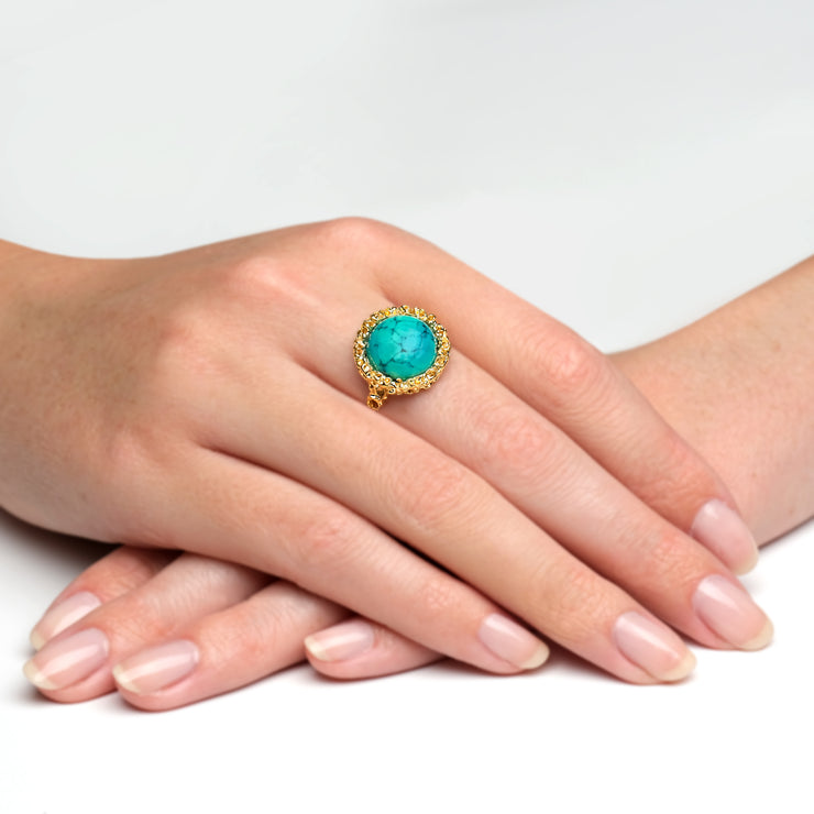 Turquoise and Pearl Victorian 14k Gold Ring – The Vintage Jewel