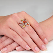 Mandala Sterling Silver Amber Citrine Ring