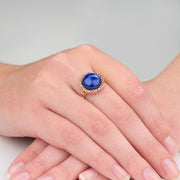 Coral  Rose Gold Lapis Lazuli Ring