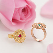 Raindrops Emerald Rose Gold Ring