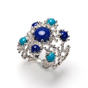 Mandala Sterling Silver Lapis Lazuli Turquoise Ring
