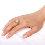 Coral Pearl Gold Ring