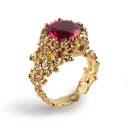 Coral Ruby Gold Ring