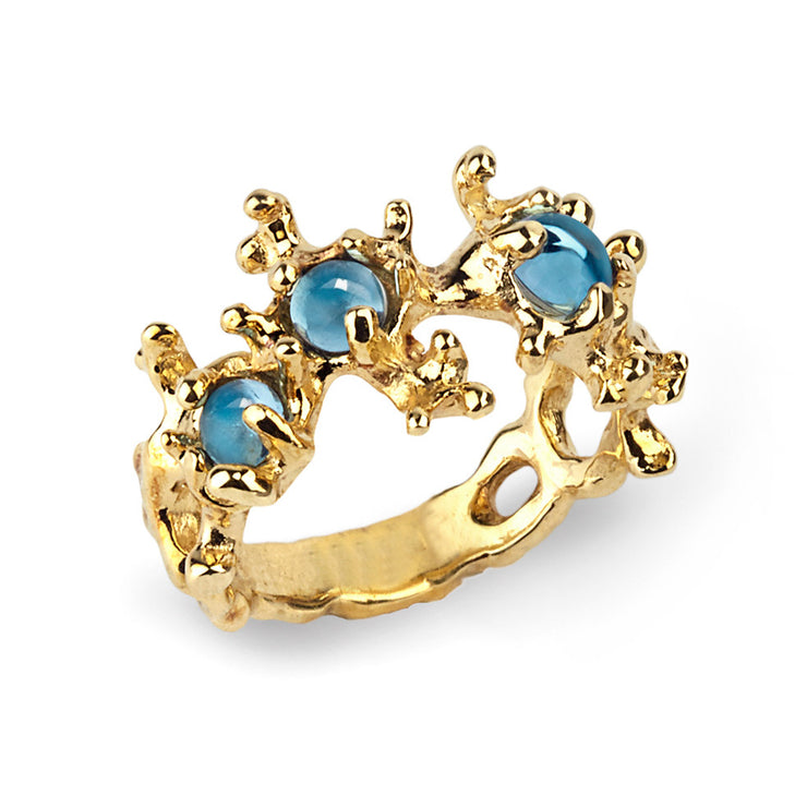 Between the Seaweeds Blue Topaz Gold Ring