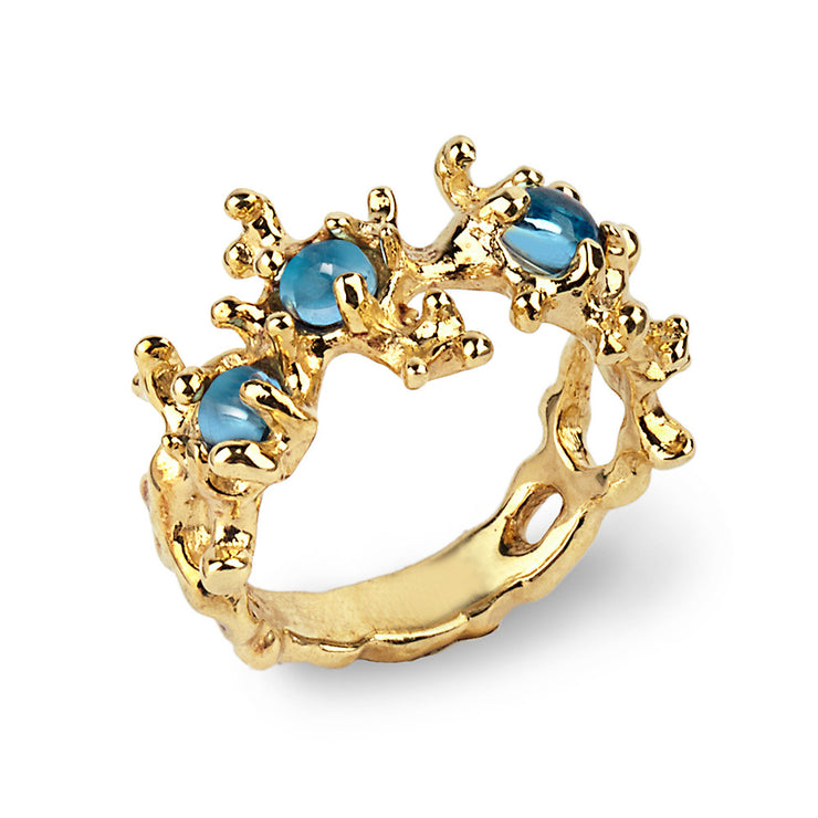 Between the Seaweeds Blue Topaz Gold Ring