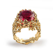 Coral Ruby Gold Ring