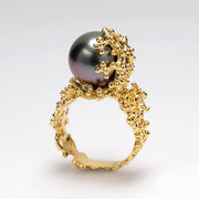 Coral Tahitian Pearl Gold Ring