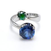 Incontro Blue Sapphire and Emerald Ring