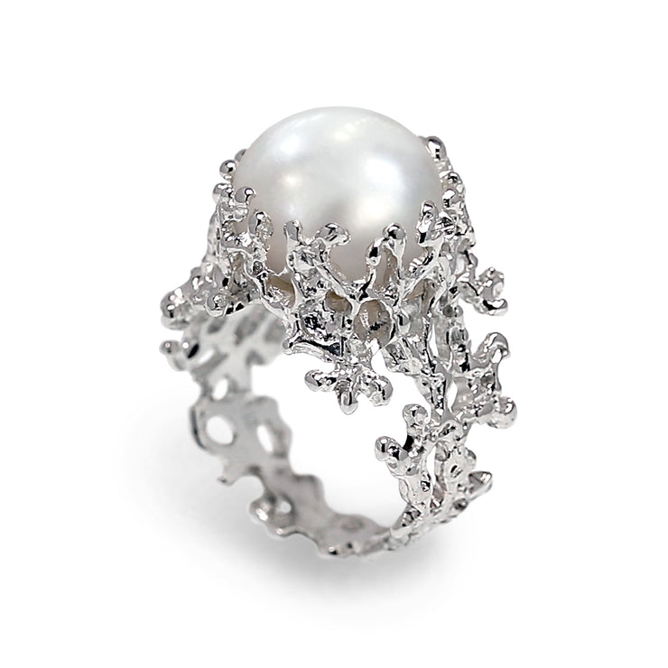 Coral White Pearl Ring