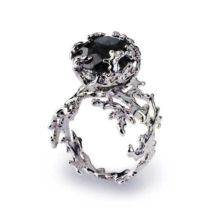 Coral Black Gemstone Ring
