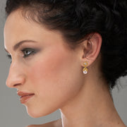 Coral Drop Pearl Gold Earrings