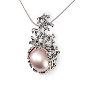 Coral Pink Pearl Pendant Necklace