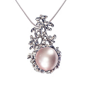 Coral Pink Pearl Pendant Necklace