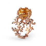 Coral Citrine Rose Gold Ring