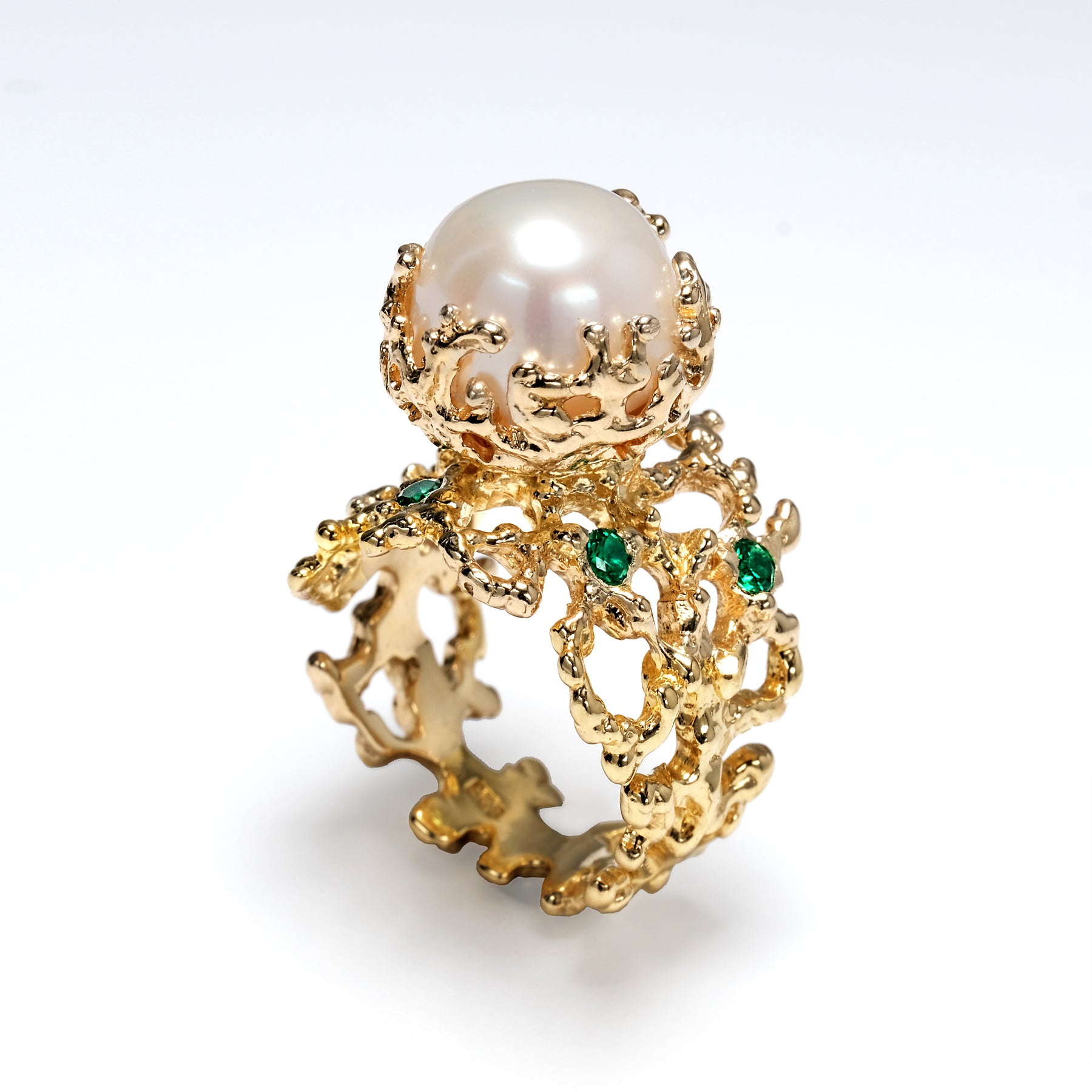 Coral sale pearl ring