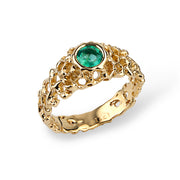 Coral Emerald Gold Solitaire Ring