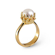 Crown Gold Pearl Ring