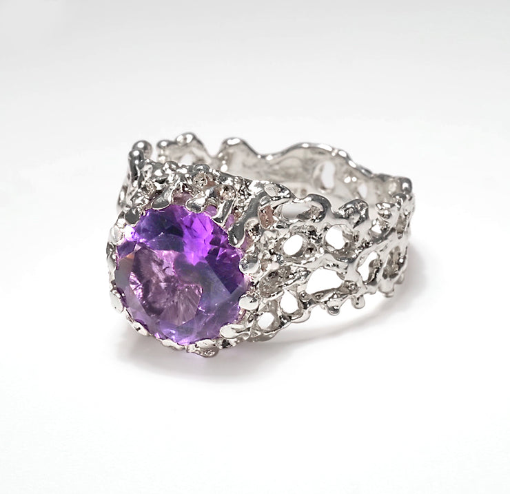 Coral Amethyst Ring