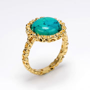 Coral Gold Turquoise Ring