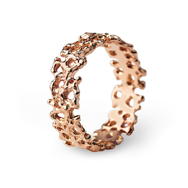 Coral Solid Rose Gold Wedding Band Ring