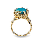 Coral Turquoise Gold Ring