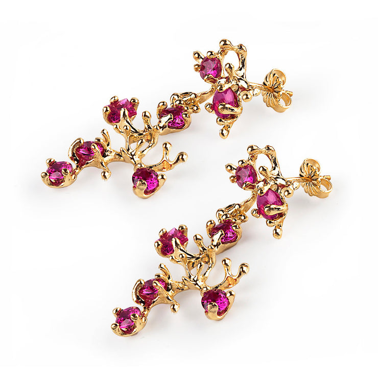 Reef Ruby Gold Earrings