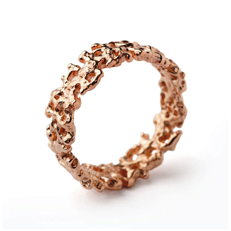 Coral Rose Gold Plated Wedding Band Ring