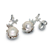 Coral Pearl Gold Earrings